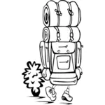 Backpacker in black and white vector clip art