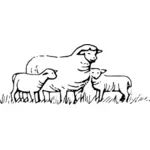Vektorbild av får och barn