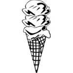 Gambar vektor tiga sendok es krim di kerucut