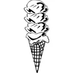 Gambar vektor empat sendok es krim di kerucut