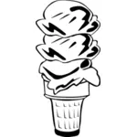 Gambar vektor tiga sendok es krim di setengah-kerucut