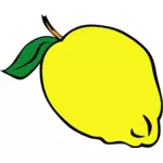 Imagen vectorial o limón con hoja