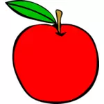 Pomme rouge avec une feuille verte