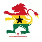 ライオンのシルエット中ガーナの旗