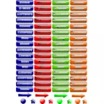 Vector illustration of selection of reflective buttons