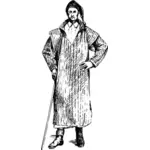 19th century male costume in black and white vector clip art