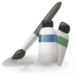 Paint cans and paint brush vector illustration