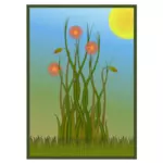 Rumput, bunga dan matahari