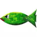 Vektör küçük resim döşeli yeşil balık