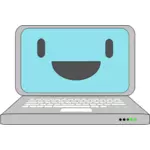 Laptop ikon dengan senyum vektor ilustrasi