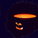 Vektor illustration av ljus belysning upp en skrämmande ansikte för Halloween