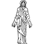 Sosok Yesus digambar dengan tangan vektor ilustrasi