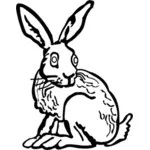 Line art vector illustration of bunny with long ears
