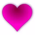 Vektorikuva hehkuvasta vaaleanpunaisesta varjostetusta sydämestä