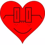 Vector illustration of heart with square glasses