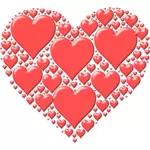 Vektorové ilustrace červené srdce z mnoha malých srdcí
