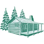 Vector afbeelding van houten hut huis in Bergen