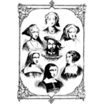 Henry VIII and wives vector illustration