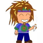 Imagine vectorială de hippie copil cu un joint