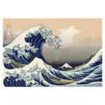 Grafica vettoriale della pittura sotto l'onda di Kanagawa
