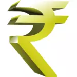 印度货币符号在金黄的颜色矢量剪贴画