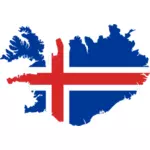 Карта Исландии с флагом над ним векторное изображение