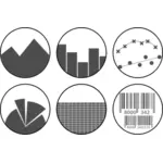 Vektorbild av gråskala kalkylblad ikoner set
