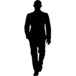 Hombre calvo caminando en un traje de silueta vector de la imagen