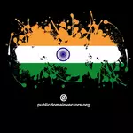 잉크 안으로 인도의 국기 모양 뿌려