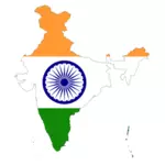 플래그와 함께 인도의 지도