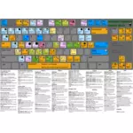 Vector tekening van kleurrijke toetsenbord met functies