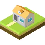 Ilustración de vector de la casa de techo amarillo