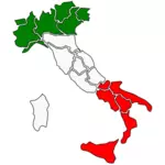 Mapa Itálie s regiony vektorový obrázek