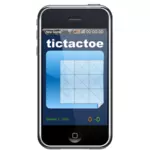 Iphone, jossa on tictactoe-peli näytön vektorikuvassa