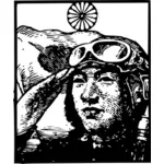 Japanse oorlog vliegtuigen pilot vector tekening