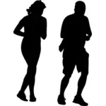 ジョギングのカップルのシルエット