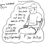 Man at public transport comic vector drawing