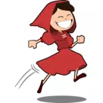 Vector ilustrare de fata zambitoare in rochie rosie