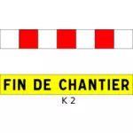 Ilustración de vector de final de la señal de tráfico francés de construcción