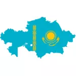 Kazachstán vlajka a mapa