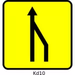 Gambar vektor roadsign pengurangan jalur kanan di Prancis