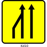 フランスで一番左の車線減少道路標識のベクトル イラスト