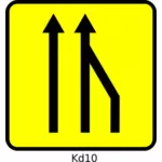 フランスの右端の車線減少道路標識のベクトル描画