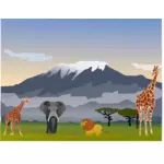 Kilimanjaro Dağı sahne vektör çizim