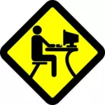 Компьютер пользователя желтый знак