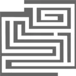 Grayscale image of a short labyrinth