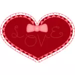 Valentinstag Herz mit Spitze und Liebe genäht auf Vektor-Bild