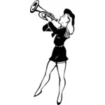 Dama tocando la trompeta