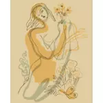 Dame med blomster vektor image