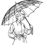 Nainen sateenvarjon kanssa